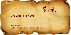 Vanek Alexa névjegykártya